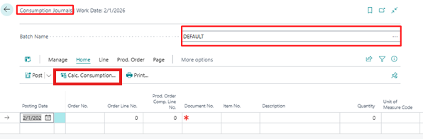 Calculating Consumption for Production Orders