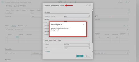 Changing Status of Production Order To Release