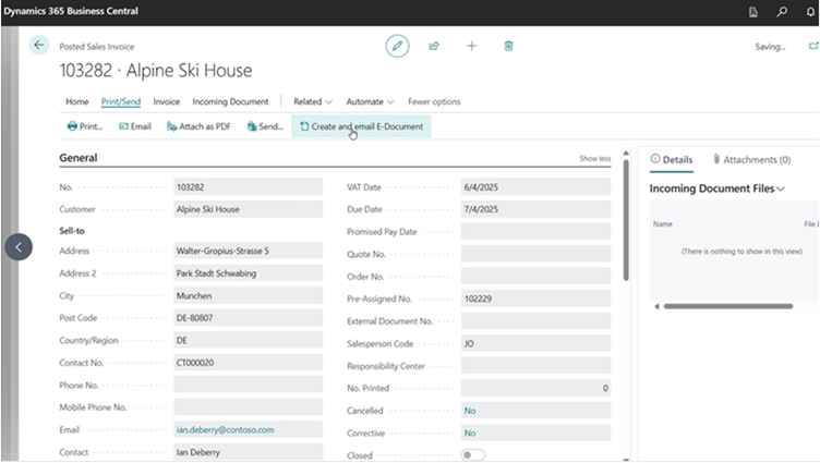 Manually Recreating a Missing or Deleted E-Document for posted sale invoice