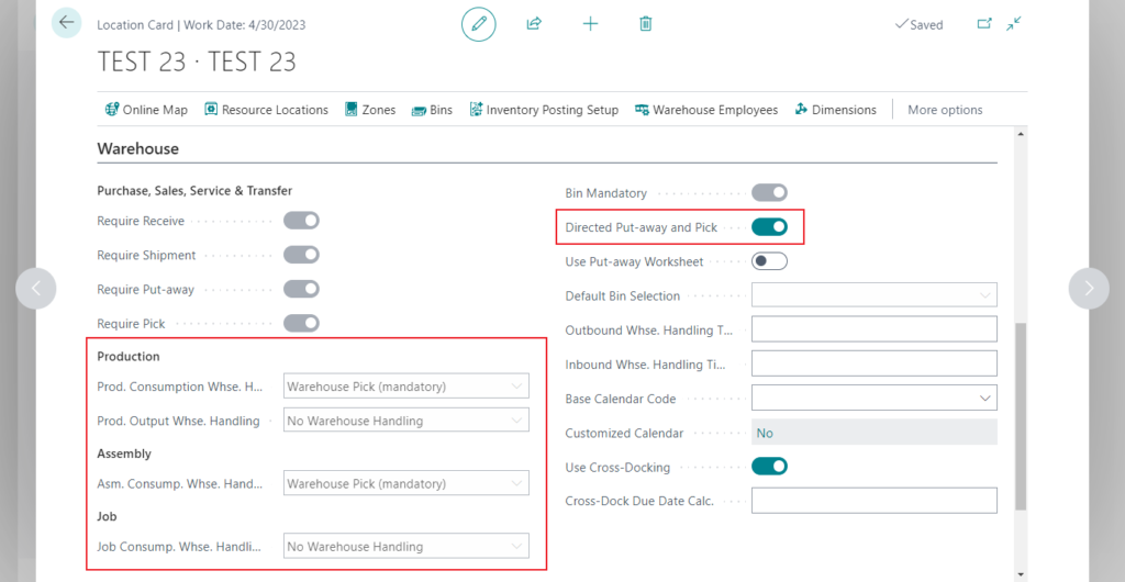 Warehouse Handling in Dynamics 365 business central - Directed Put-away and Pick