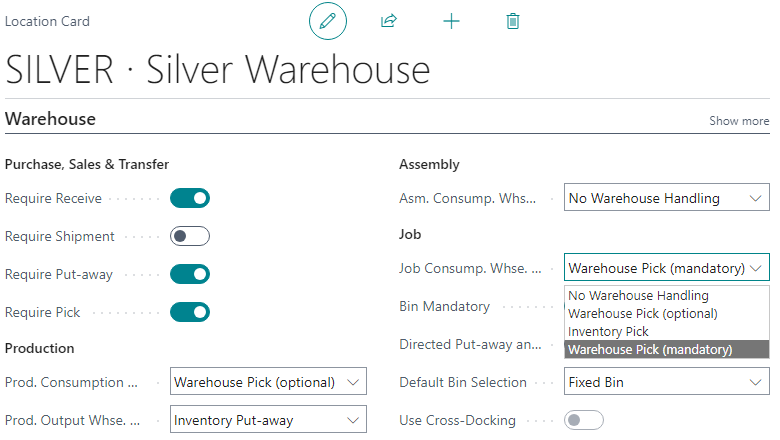 Warehouse Handling in Dynamics 365 business central - Handling Internal Operations (Production, Assembly & Jobs)