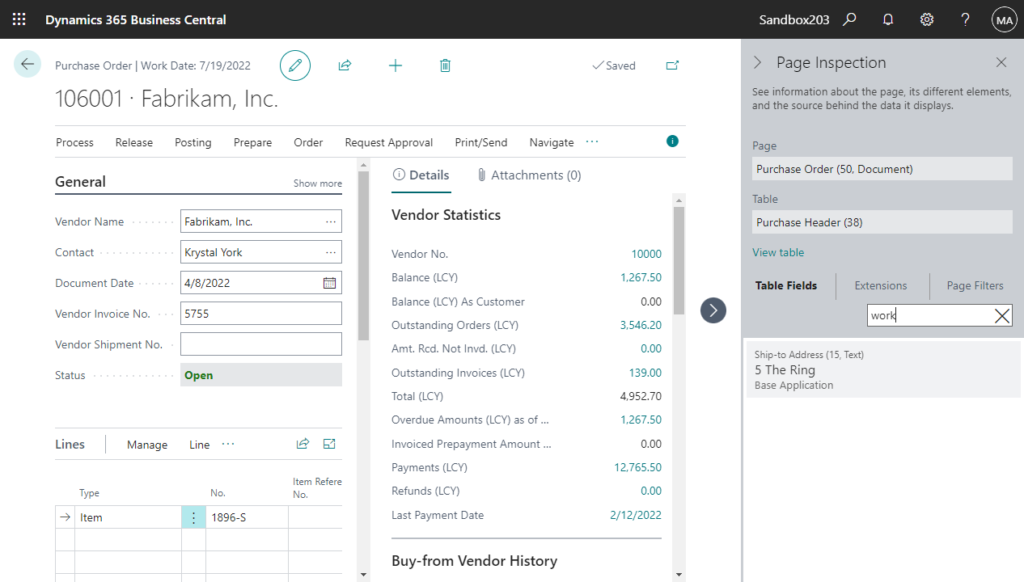 Work Description feature is not available in Purchase Documents